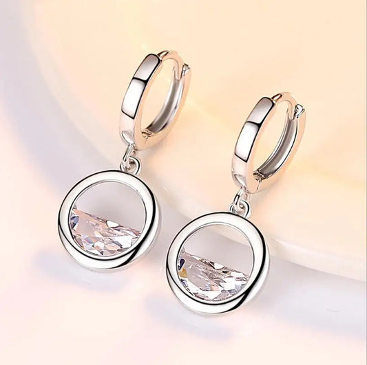 Half Round Diamond Spring Water Drop Earring - Whispers of Grace