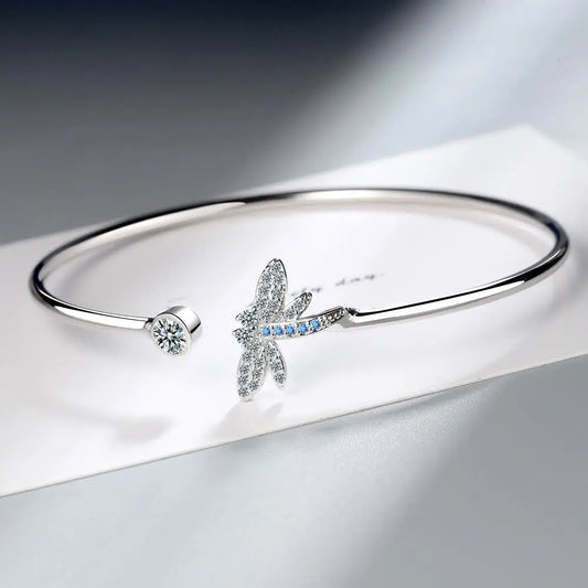 Dragonfly Open Cuff Bangle for Women - Whispers of Grace