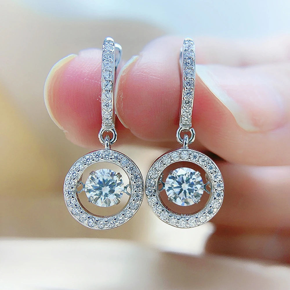 Diamond Drop Earring 18K White Plated - Whispers of Grace