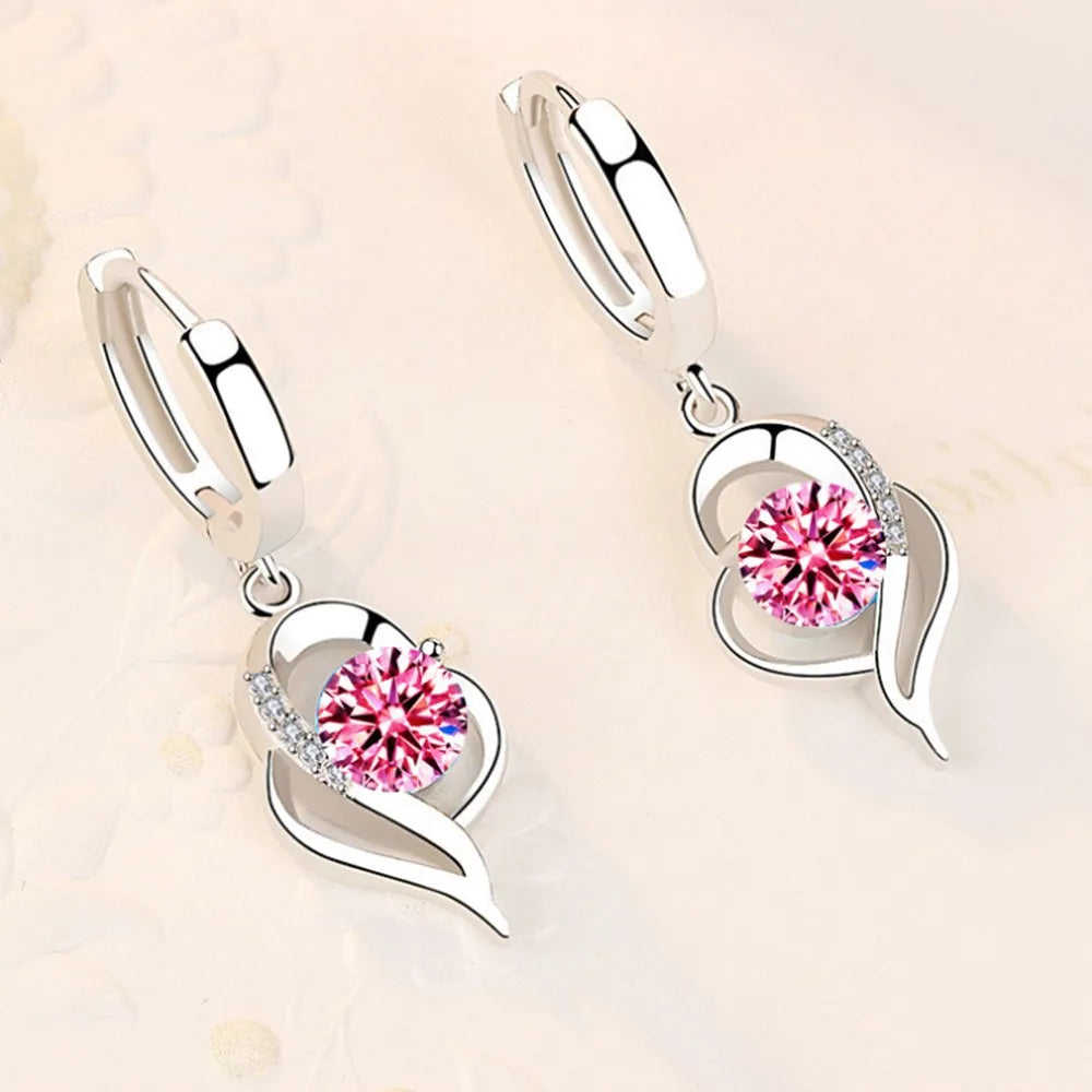 Blue, Pink, White and Purple Crystal Zirconia Earrings - Whispers of Grace