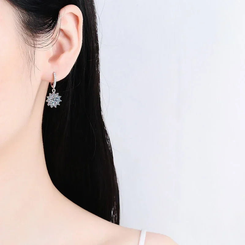 Diamond Earrings with White Gold Plated Hoop Drop - Whispers of Grace