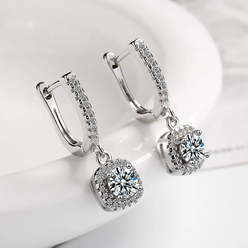 Diamond Drop Hoop Earrings - Whispers of Grace