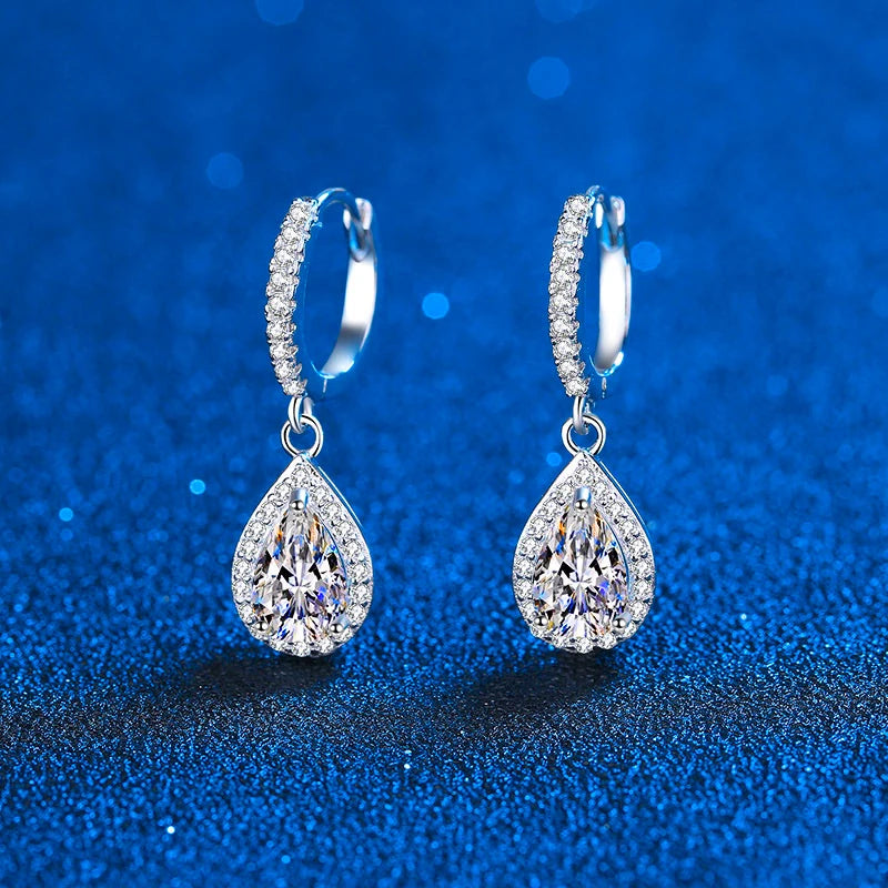 2ct Luxury Diamond Pear Hoop Earrings - Whispers of Grace