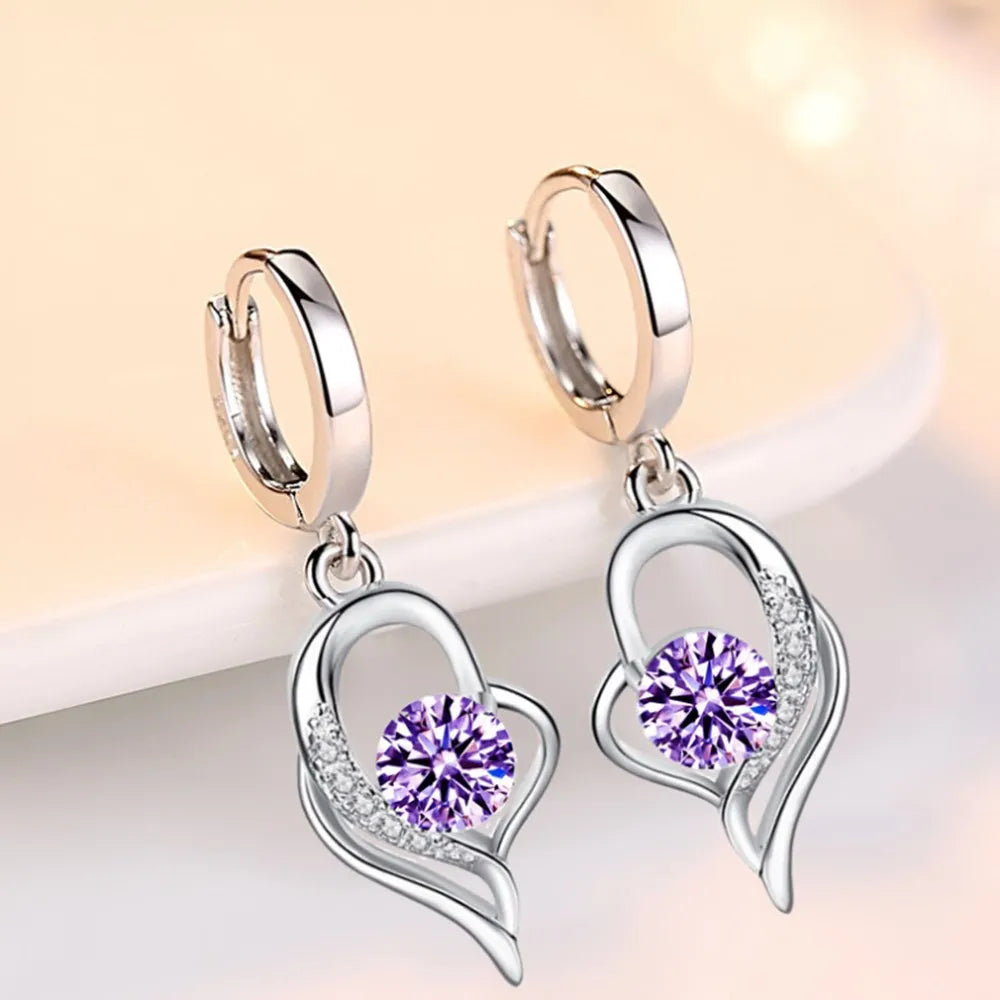 Blue, Pink, White and Purple Crystal Zirconia Earrings - Whispers of Grace