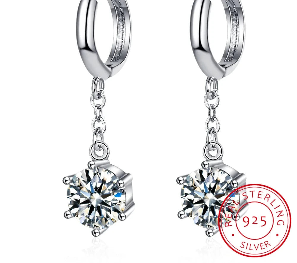 3ct Moissanite Hoop Drop Dangle Earrings - Whispers of Grace