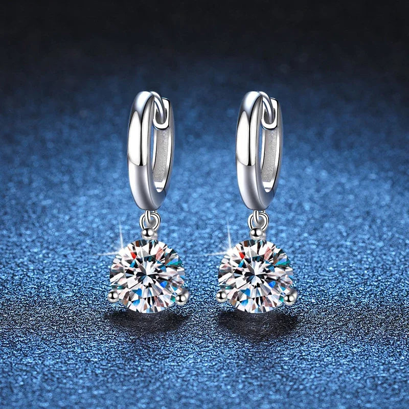 2Ct Moissanite Diamond Drop Earrings, 925 Sterling Sliver - Whispers of Grace