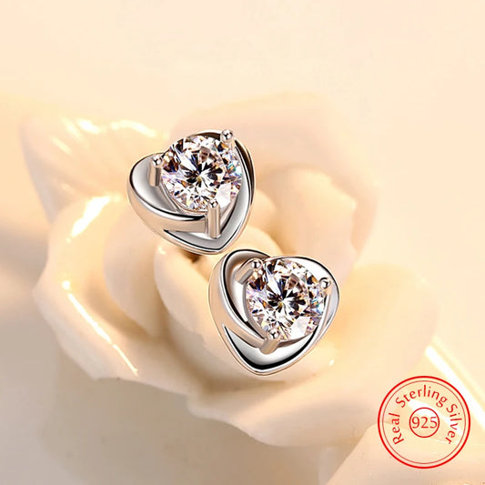 Crystal Heart Stud Earrings - Whispers of Grace