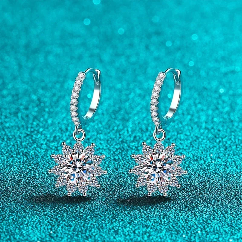 Diamond Earrings with White Gold Plated Hoop Drop - Whispers of Grace