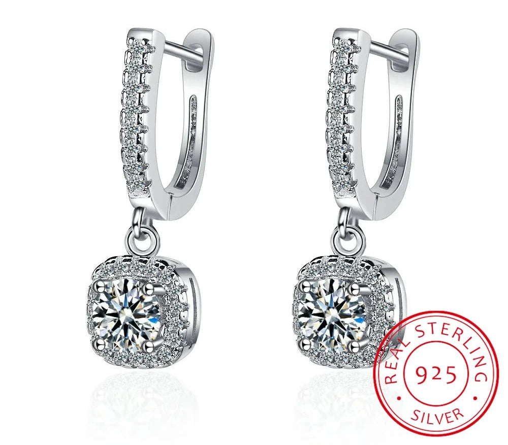 3ct Moissanite Hoop Drop Dangle Earrings - Whispers of Grace