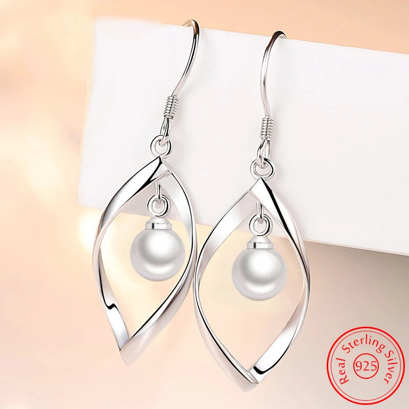 Hollow Leaf Pearl Drop Earrings - Whispers of Grace