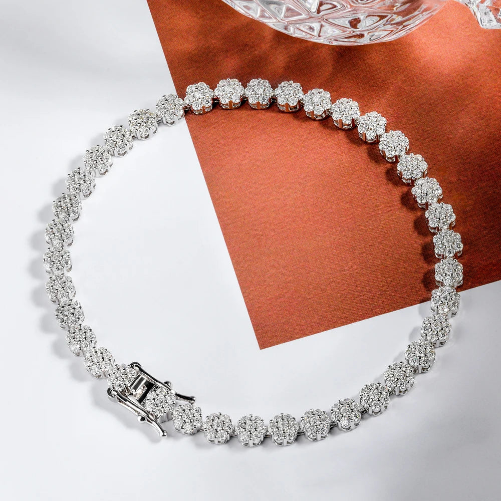 Flower Shape White Gold, Diamond Tennis Bracelets - Whispers of Grace