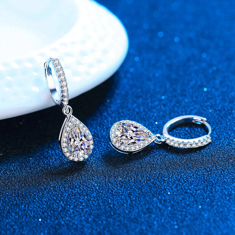 2ct Luxury Diamond Pear Hoop Earrings - Whispers of Grace