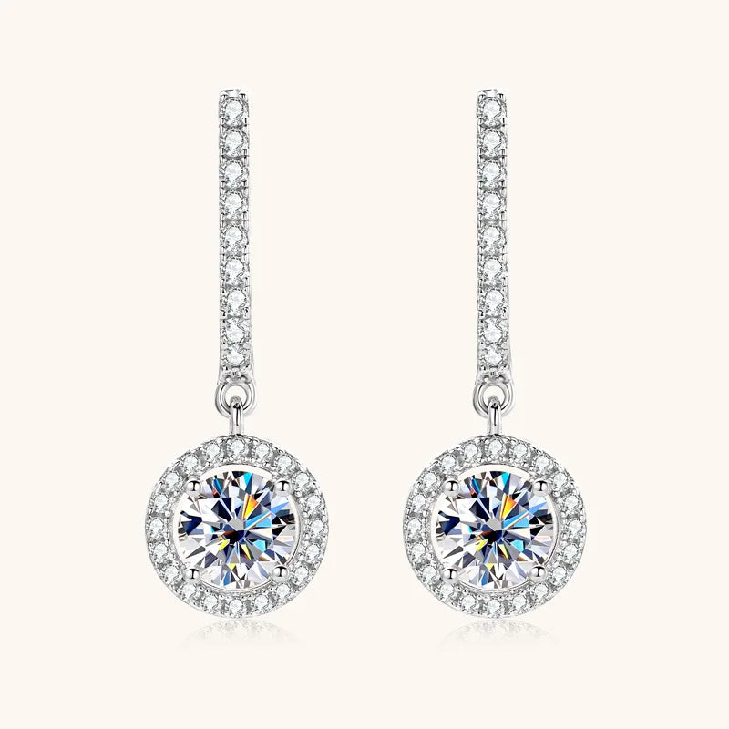 1Ct Moissanite Drop Earrings - Whispers of Grace