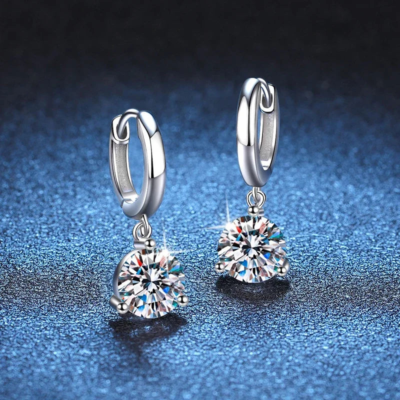 2Ct Moissanite Diamond Drop Earrings, 925 Sterling Sliver - Whispers of Grace