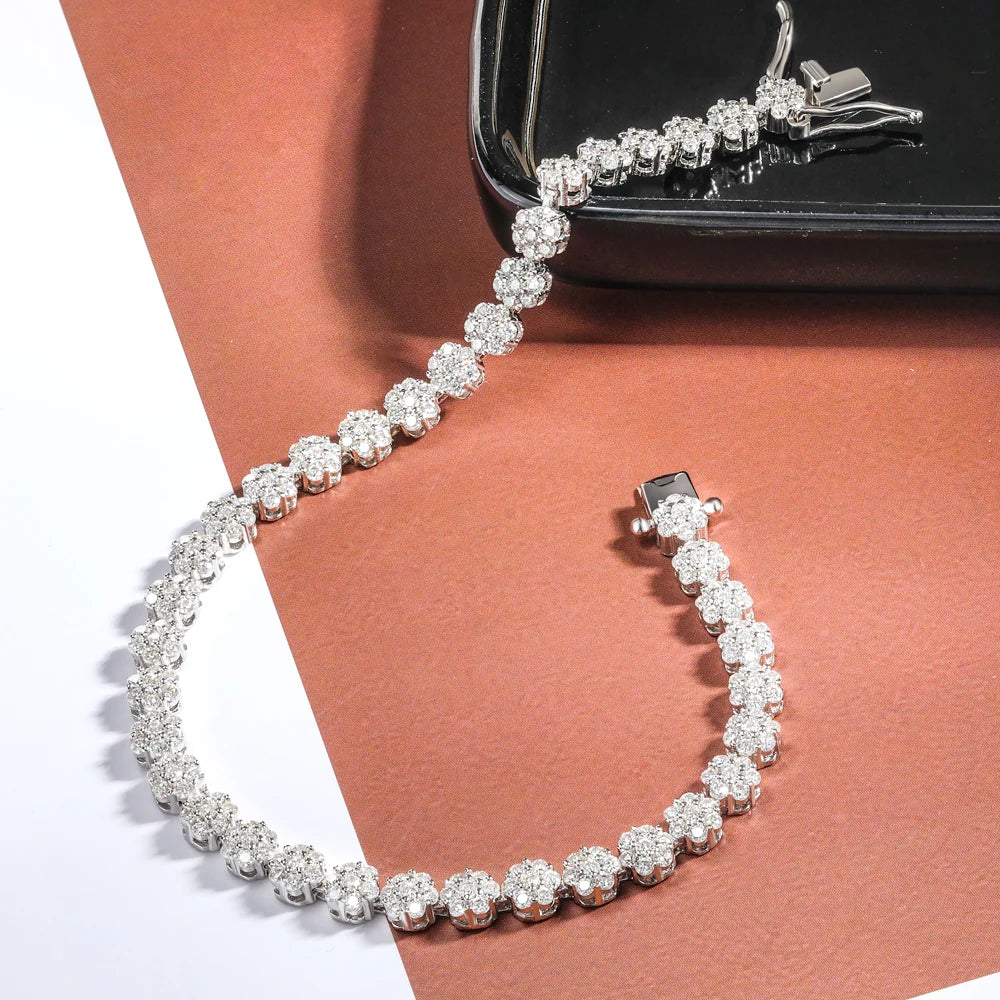 Flower Shape White Gold, Diamond Tennis Bracelets - Whispers of Grace