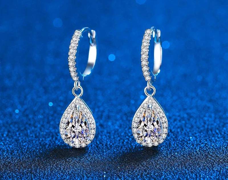 2ct Diamond Halo Hoop Earrings - Whispers of Grace