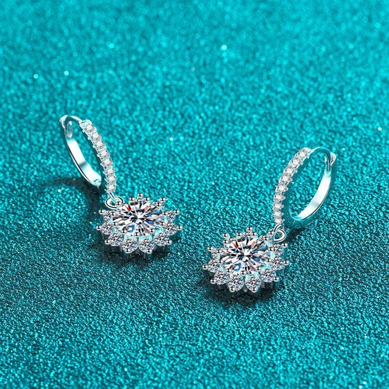 Diamond Earrings with White Gold Plated Hoop Drop - Whispers of Grace