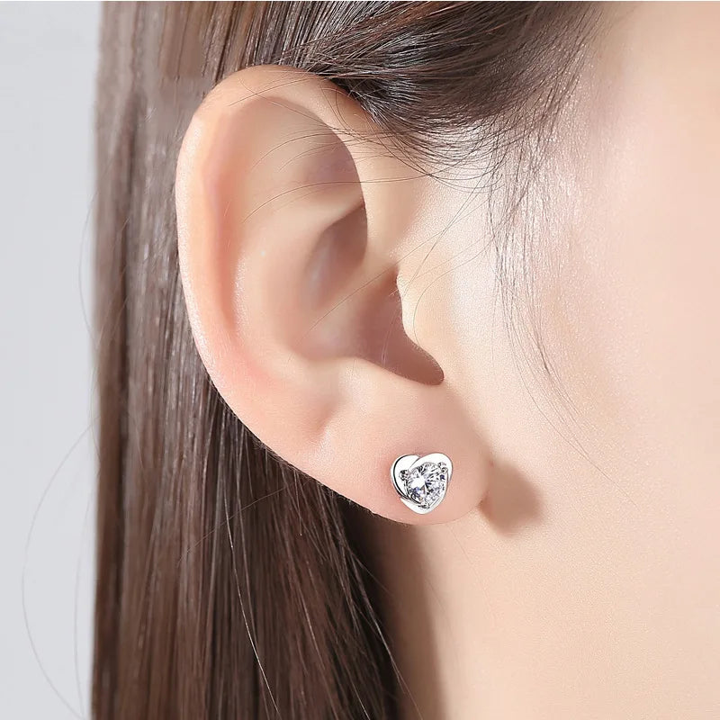 Crystal Heart Stud Earrings - Whispers of Grace