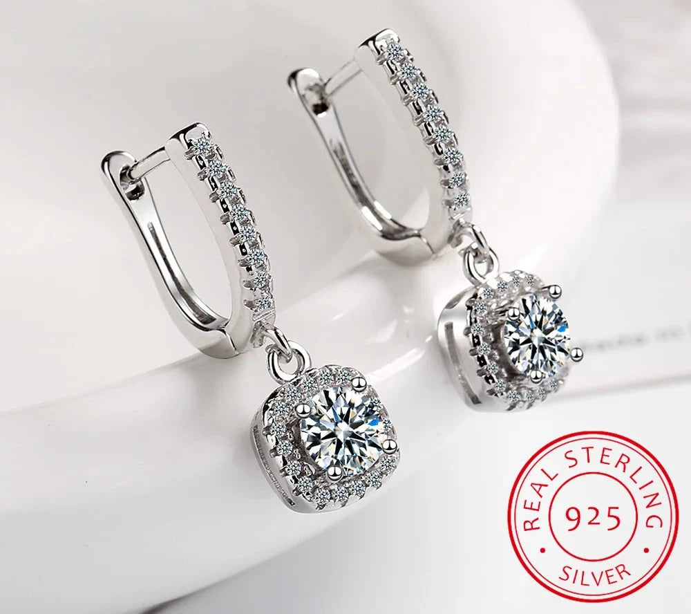 3ct Moissanite Hoop Drop Dangle Earrings - Whispers of Grace