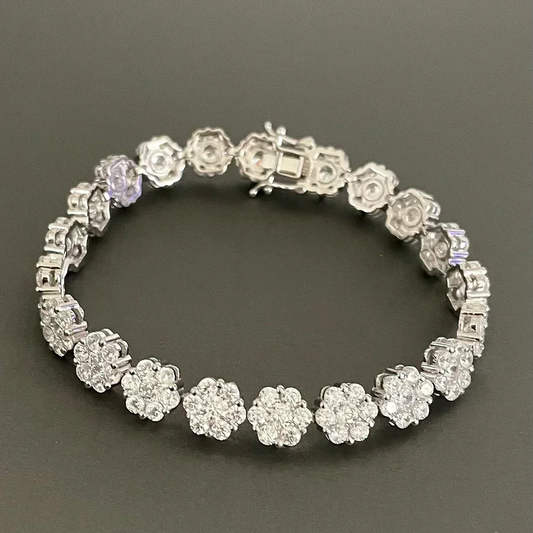 Flower Shape White Gold, Diamond Tennis Bracelets - Whispers of Grace