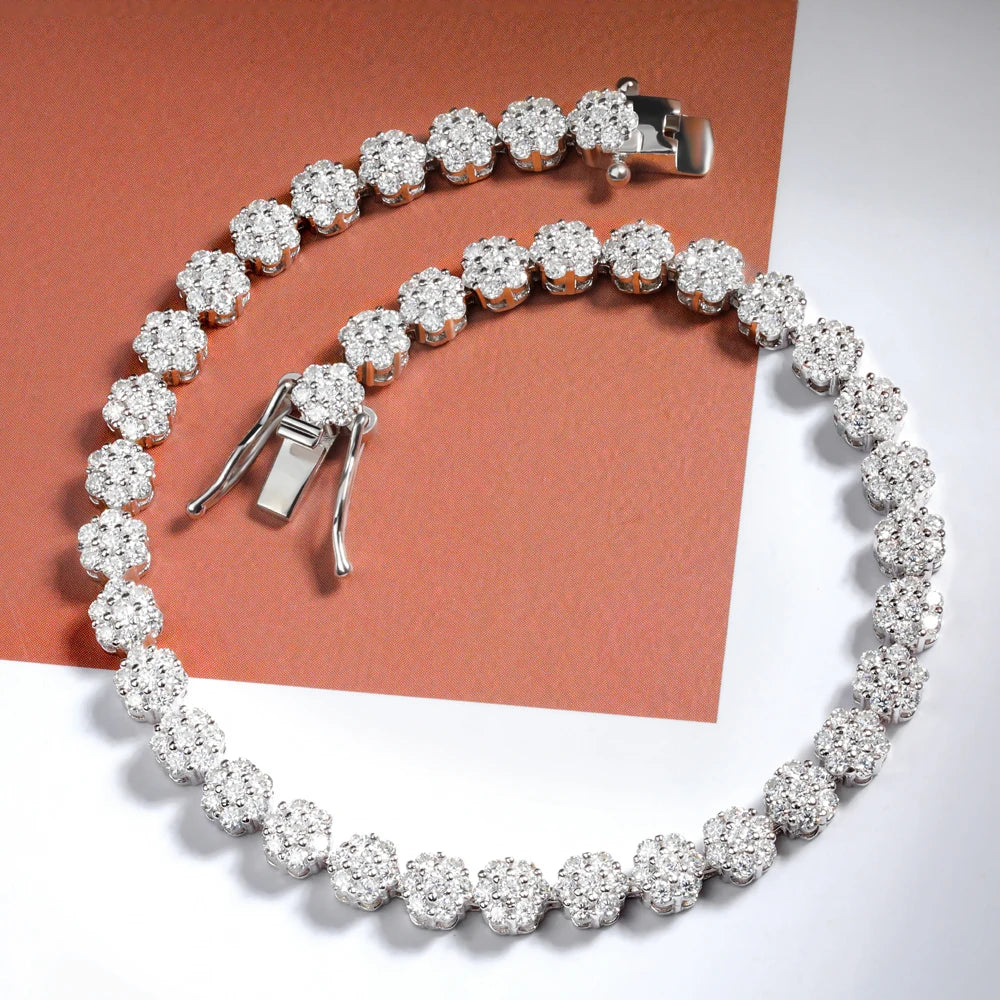 Flower Shape White Gold, Diamond Tennis Bracelets - Whispers of Grace