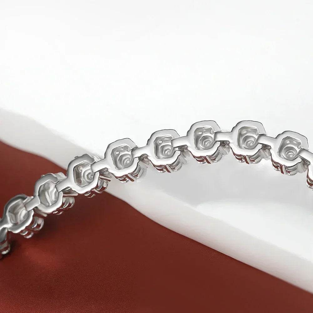 Flower Shape White Gold, Diamond Tennis Bracelets - Whispers of Grace