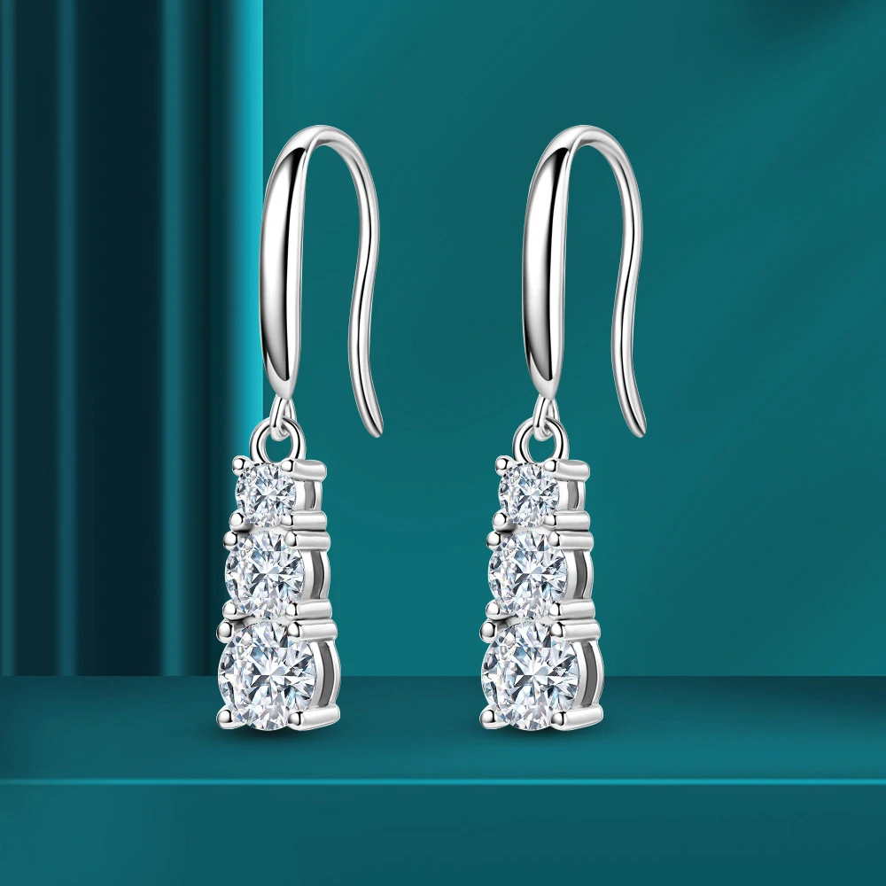 3-stone Diamond Dangle Drop Earrings - Whispers of Grace