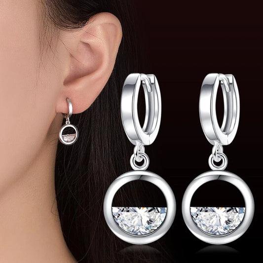 Half Round Diamond Classic Spring Water Drop Earrings - Whispers of Grace