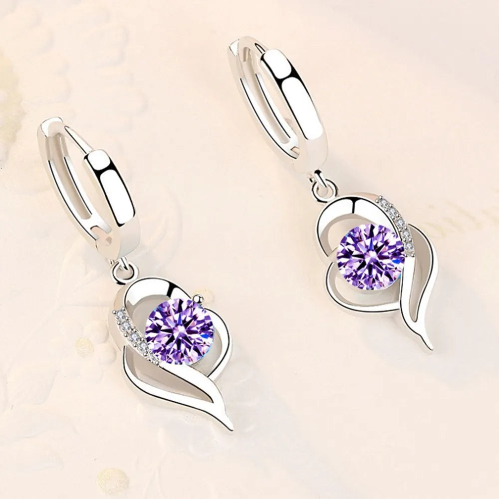 Blue, Pink, White and Purple Crystal Zirconia Earrings - Whispers of Grace