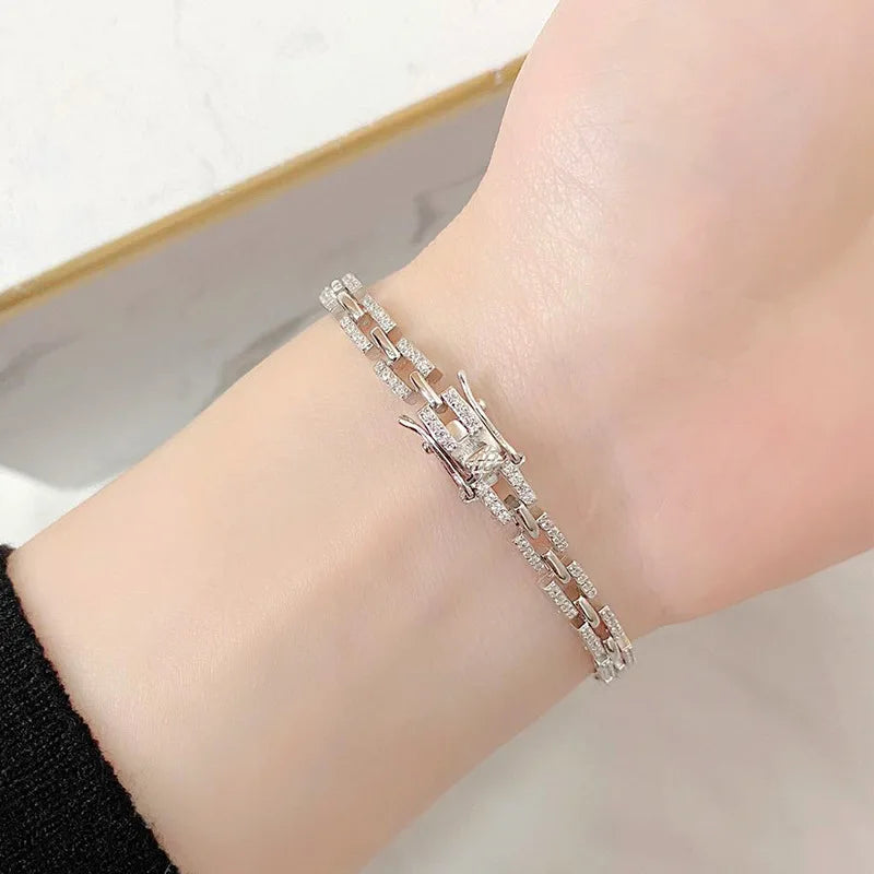 Luxury Tank Chain Diamond Bracelet for Women - Whispers of Grace