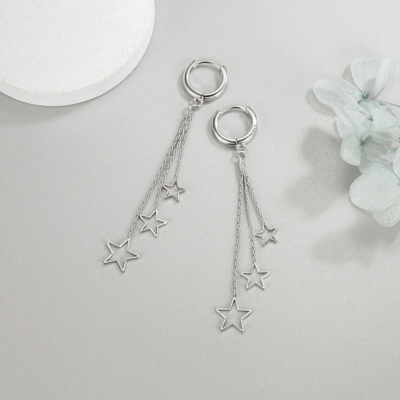 Elegant 3 Stars Hoop Earrings - Whispers of Grace