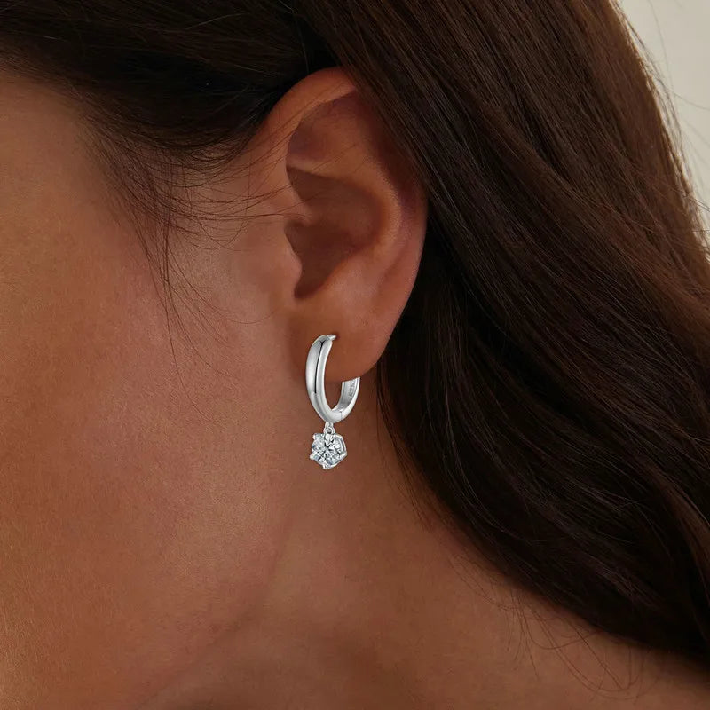 Diamond Water Drop Hoop Earrings - Whispers of Grace