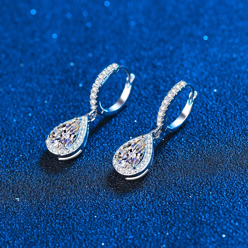 2ct Luxury Diamond Pear Hoop Earrings - Whispers of Grace