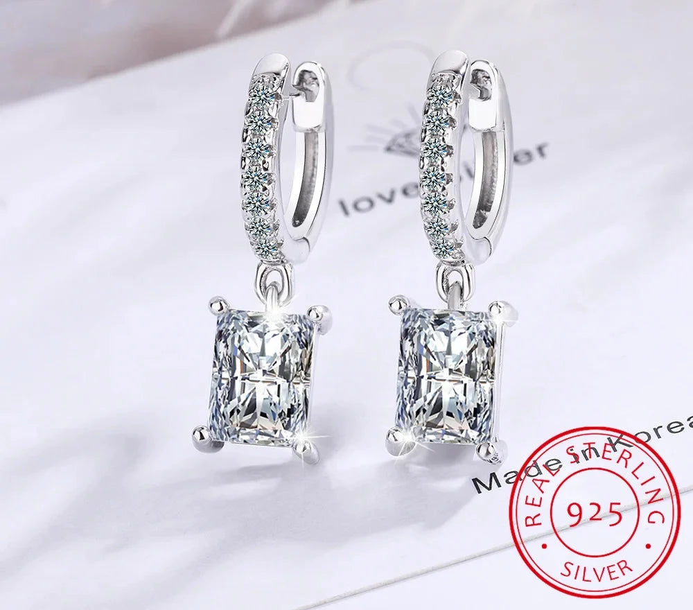 3ct Moissanite Hoop Drop Dangle Earrings - Whispers of Grace