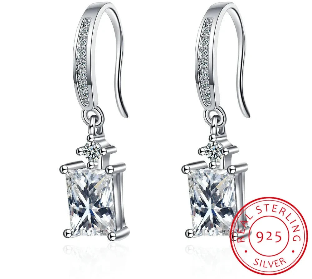 3ct Moissanite Hoop Drop Dangle Earrings - Whispers of Grace