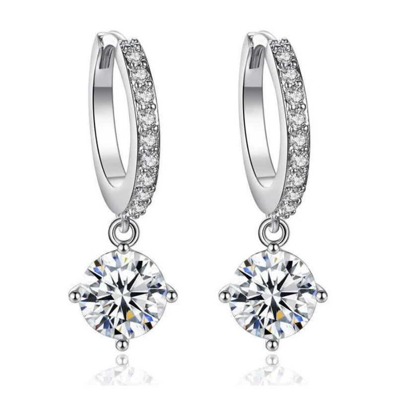 3ct Moissanite Hoop Drop Dangle Earrings - Whispers of Grace