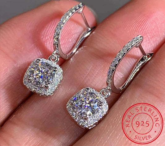 3ct Moissanite Hoop Drop Dangle Earrings - Whispers of Grace