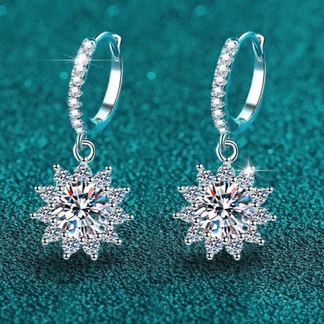 Diamond Earrings with White Gold Plated Hoop Drop - Whispers of Grace