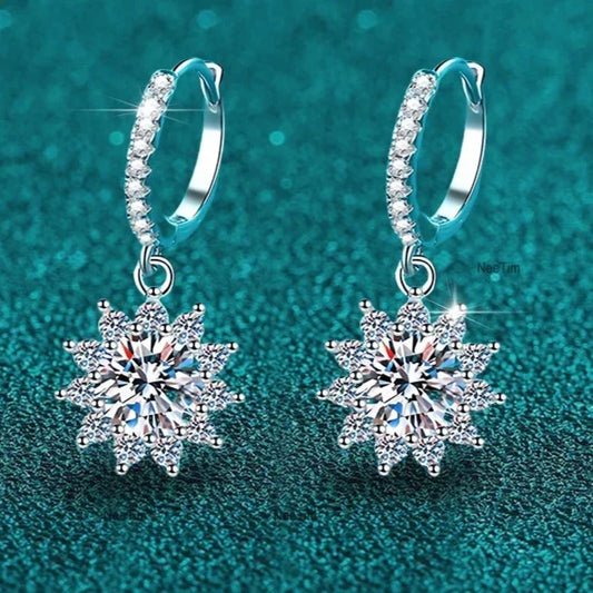 Diamond Earrings with White Gold Plated Hoop Drop - Whispers of Grace