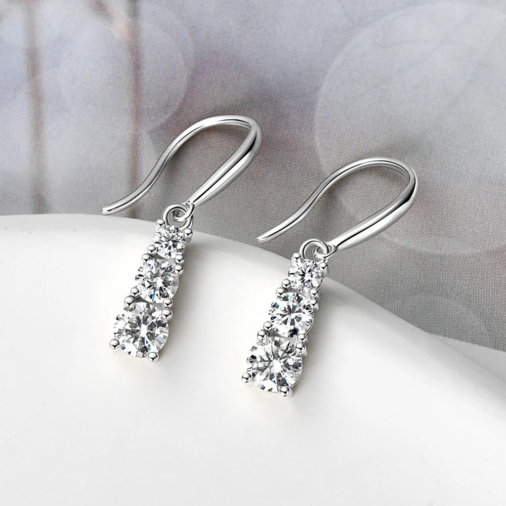 3-stone Diamond Dangle Drop Earrings - Whispers of Grace