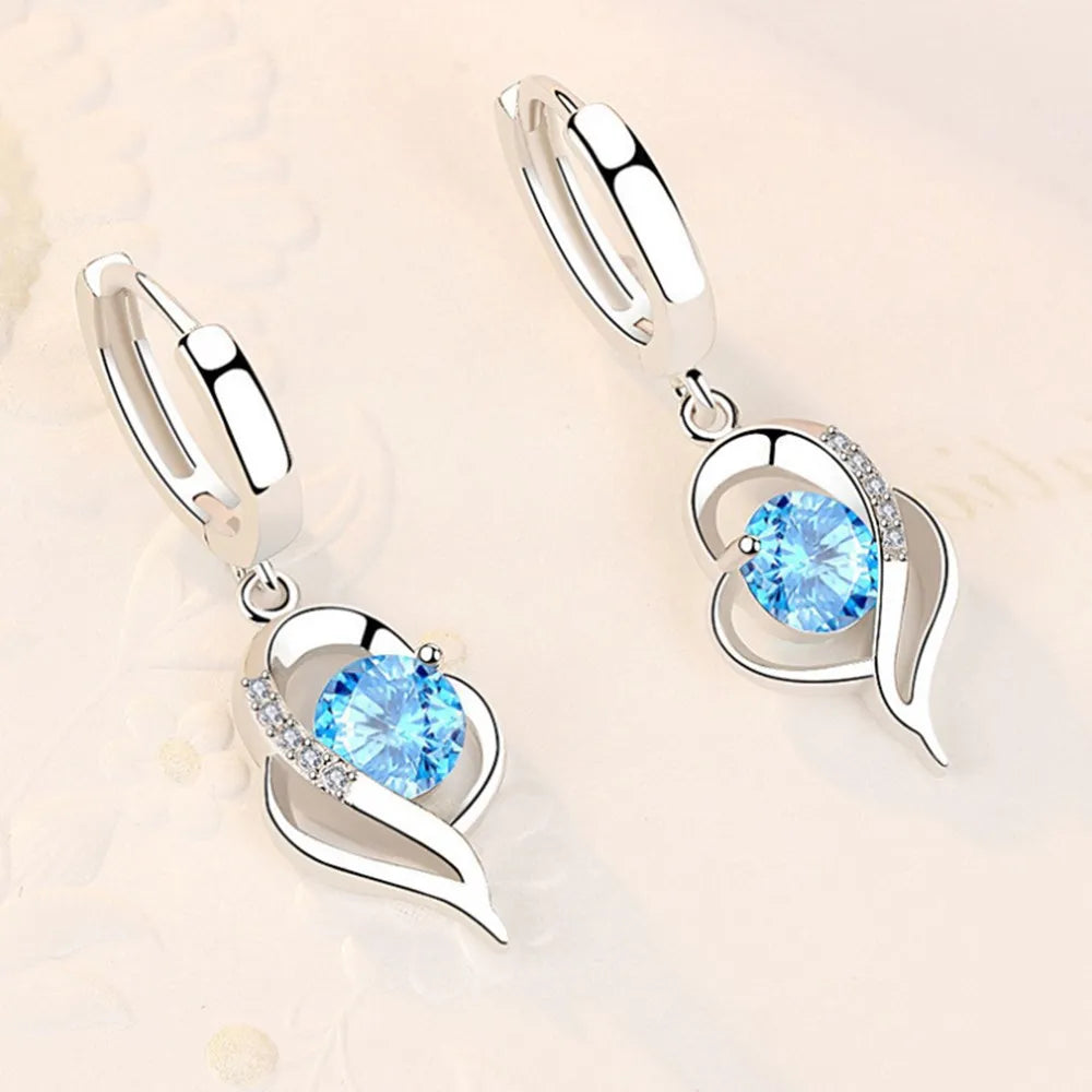 Blue, Pink, White and Purple Crystal Zirconia Earrings - Whispers of Grace