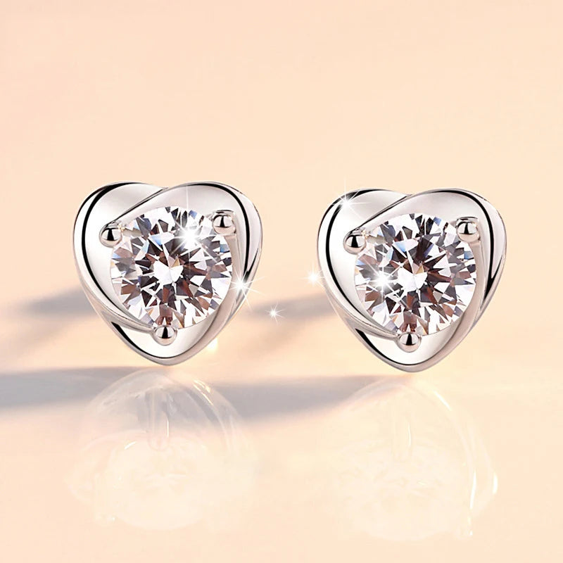 Crystal Heart Stud Earrings - Whispers of Grace