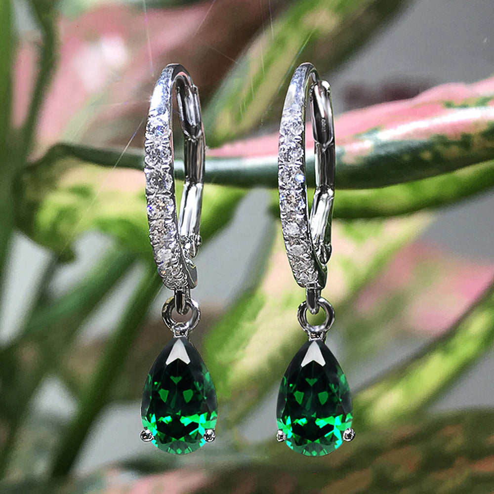 Emerald Diamond Dangle Earring - Whispers of Grace