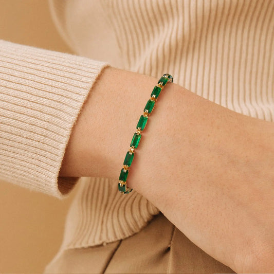 Emerald diamond vintage style women's adjustable bracelet - Whispers of Grace