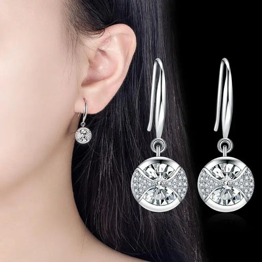 3 Carat Diamond Round Drop Earrings - Whispers of Grace