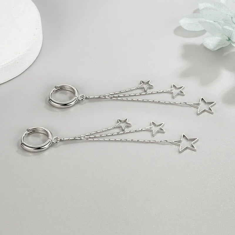 Elegant 3 Stars Hoop Earrings - Whispers of Grace