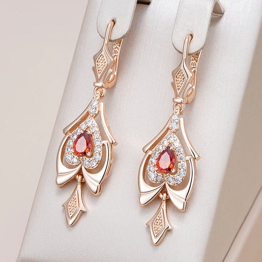 Crystal Flower Vintage Rose Gold Fine Drop Earrings - Whispers of Grace