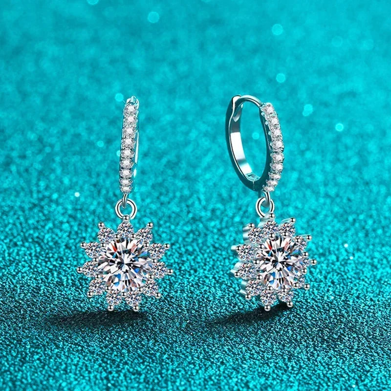 Diamond Earrings with White Gold Plated Hoop Drop - Whispers of Grace