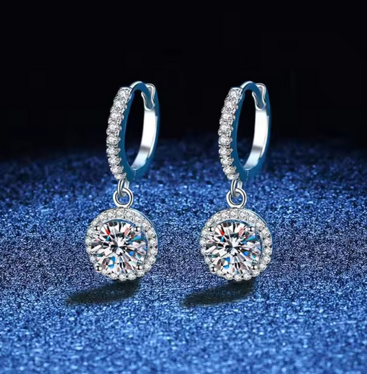 White Gold Moissanite Drop Earrings - Whispers of Grace